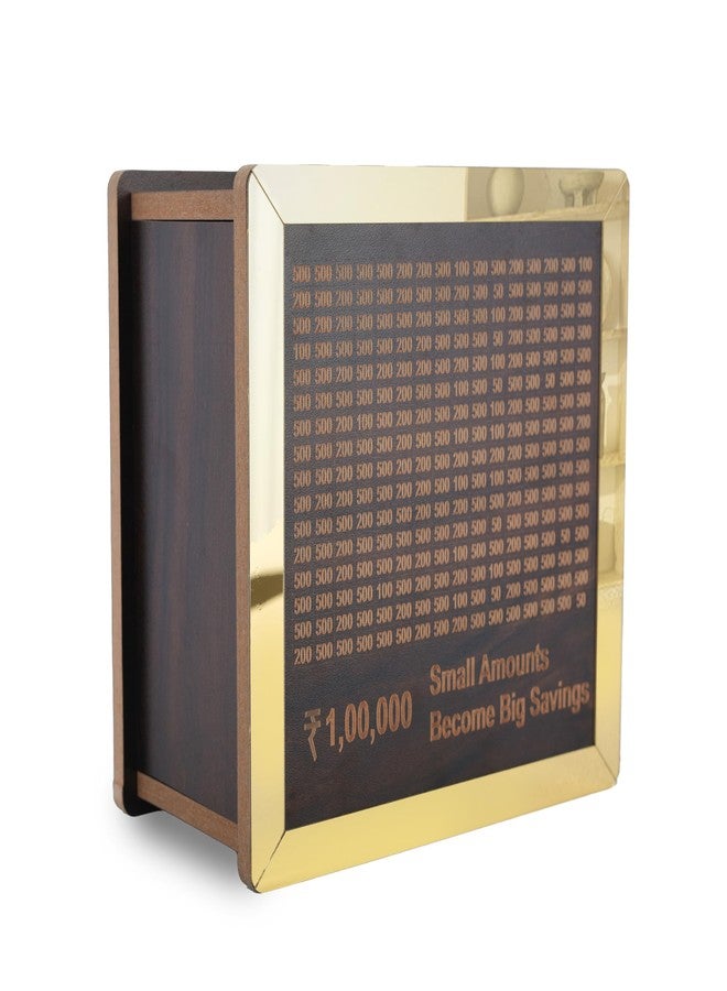 nexat Wooden Piggy Bank for Kids & Adults, Coin Box with Carved Design, Savings Box, Mini Bank, Donation Box, Smart Money Box, Wooden Coin Box, Money Saver, Piggy Bank with Numbers (5) - Image 3